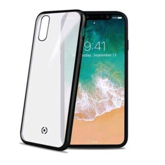 CELLY LASER MATT APPLE iPHONE X COVER IN MORBITO TPU TRASPARENTE CON BORDI COLORE NERO