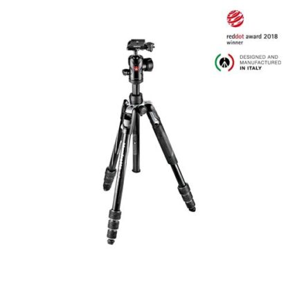 MANFROTTO RKBFRTA4BK-BH KIT TREPPIEDE + TESTA FOTO CHIUSURA TWIST M-LOCK TESTA A SFERA ALLUMINIO COLORE NERO