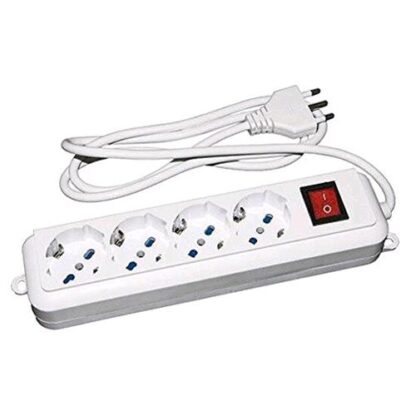 LINK LKMP04 MULTIPRESA 4 PRESE UNIVERSALI ITA/SCHUKO 10/16 A A SPINA 16 A CON INTERRUTTORE BIANCO
