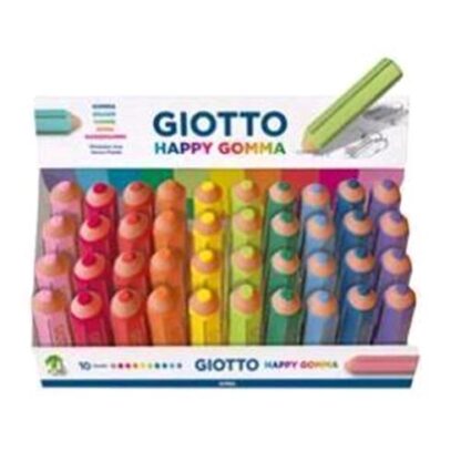 GIOTTO 233800 ESPOSITORE GOMMA A FORMA DI MATITA COLORATA 6,5 X 1,5 CM CONF. 40 Pz.