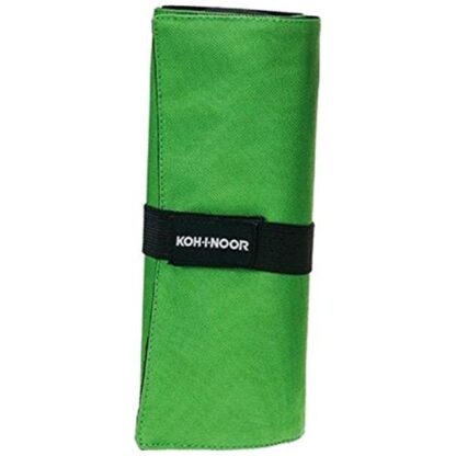 KOH-I-NOOR ROLLO ASTUCCIO ARROTOLABILE 24 SCOMPARTI INTERNI CHIUSURA A VELCRO VERDE