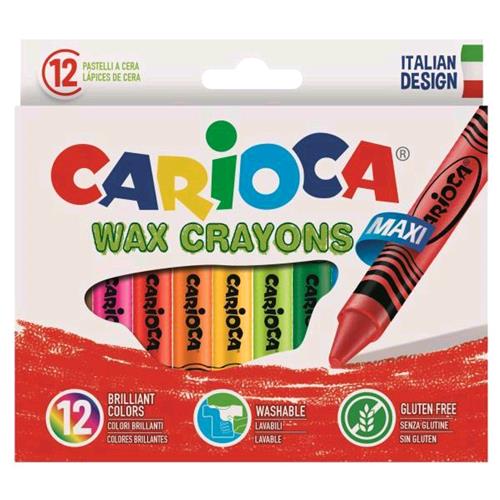 CARIOCA WAX MAXI CRAYONS PASTELLI A CERA ASSORTITI CONF. 12 Pz.