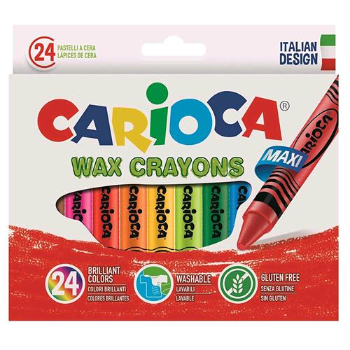 CARIOCA WAX MAXI CRAYONS PASTELLI A CERA ASSORTITI CONF. 24 Pz.