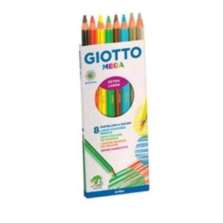 GIOTTO MEGA PASTELLI GIGANTI 5.5mm VERNICIATI NEL COLORE DELLA MINA CONF 8 Pz.