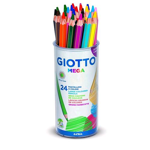 GIOTTO MEGA BARATTOLO PASTELLONI GIGANTI 5.5mm VERNICIATI NEL COLORE DELLA MINA CONF 24 Pz.