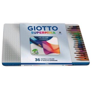 GIOTTO SUPERMINA CONFEZIONE IN METALLO PASTELLI 3.8mm COLORI ASSORTITI CONF 36 Pz.