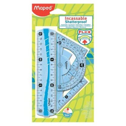 MAPED SET MINI 4 PZ INFRANGIBILE 1 RIGHELLO + 2 SQUADRE + 1 GONIOMETRO