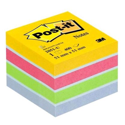 3M MINI CUBO POST-IT DADO ULTRACOLOR 2051-U 400 FOGLI POST-IT 51MMx51MM COLORI ASSORTITI