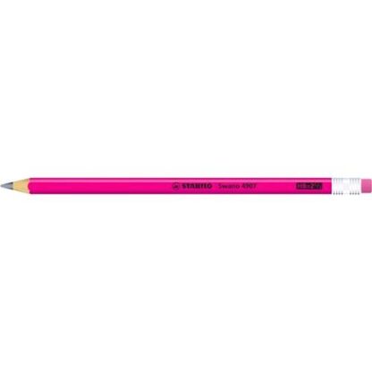 STABILO SWANO FLUO MATITE DI GRAFITE HB FUSTO ROSA CON GOMMINO CONF 12 Pz.