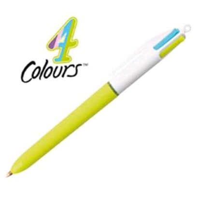 BIC 4 COLOUR FUN PENNA A SFERA TRATTO 1 mm FUSTO TURCHESE INCHOSTRO COLORI ASSORTITI CONF 12 Pz.