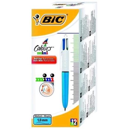 BIC 4 COLOURS MINI PENNA A SFERA FORMATO POKET 4 COLORI DI INCHIOSTRO PUNTA MEDIA CONF 12 Pz.