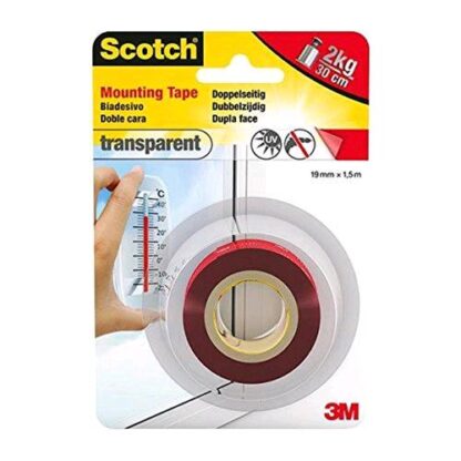 3M SCOTCH TRANSPARENT NASTRO BIADESIVO EXTRA FORTE TRASPARENTE 19MMx1.5M