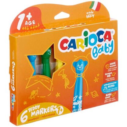 CARIOCA BABY TEDDY MARKERS PENNARELLI LAVABILI ATOSSICI PUNTA ARROTONDATA COLORI ASSORTITI CONF. 6 Pz.