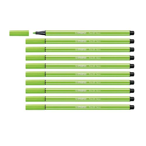 STABILO PEN 68 NEON PENNA PER GRAFICA TRATTO 1 MM COLORE VERDE FLUO CONF. 10 Pz.