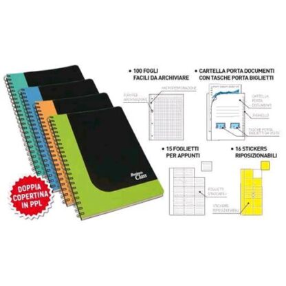 BLASETTI BUSINESS CLASS BLOCCO SPIRALATO QUADERNO A4 80 GR QUADRETTI 5M 100 FOGLI CONF 4 Pz.