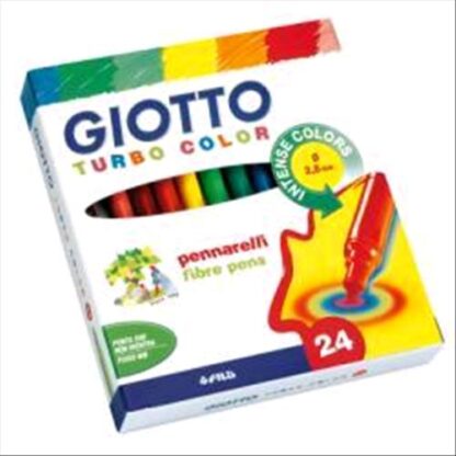 GIOTTO TURBO COLOR PENNARELLI LAVABILI ATOSSICI PUNTA FINE COLORI ASSORTITI CONF. 24 Pz.