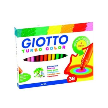 GIOTTO TURBO COLOR PENNARELLI LAVABILI ATOSSICI PUNTA FINE COLORI ASSORTITI CONF. 36 Pz.