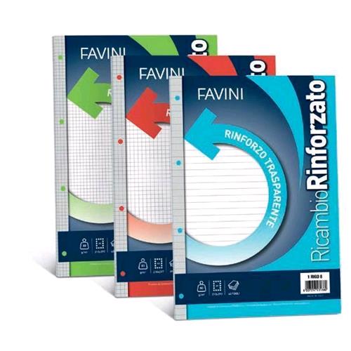 CARTOTECNICA FAVINI RICAMBI RINFORZATI A4 80 GR QUADRETTI 10 40 FOGLI CONF 1 Pz.