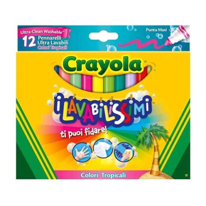 CRAYOLA I LAVABILISSIMI PENNARELLI LAVABILI ATOSSICI PUNTA MAXI COLORI ASSORTITI CONF. 12 Pz.