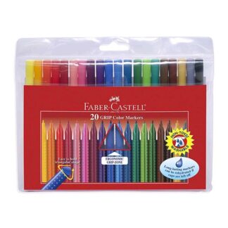 FABER CASTELL GRIP PENNARELLI LAVABILI ATOSSICI PUNTA FINE COLORI ASSORTITI CONF. 20 Pz.