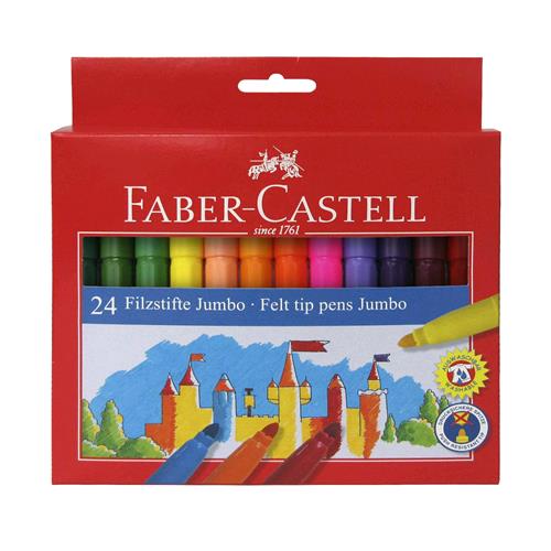 FABER CASTELL JUMBO IL CASTELLO PENNARELLI LAVABILI ATOSSICI PUNTA MAXI COLORI ASSORTITI CONF. 24 Pz.
