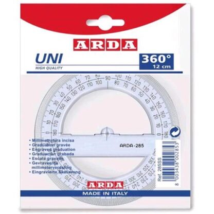 ARDA UNI GONIOMETRO TRASPARENTE A CERCHIO 360� 12 CM