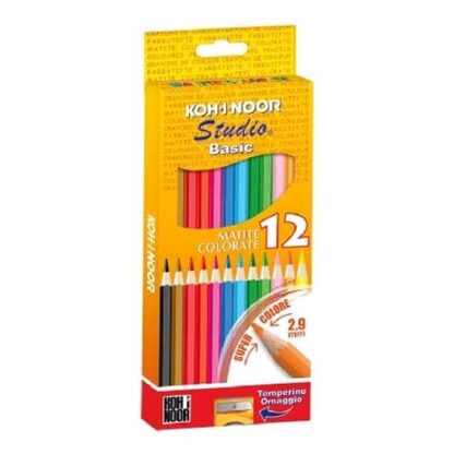 KOH-I-NOOR STUDIO BASIC PASTELLI 2.9 mm COLORI ASSORTITI CONF. 12 Pz.