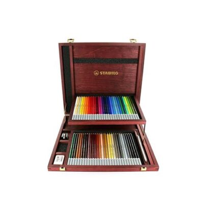 STABILO CARBOTHELLO SET PASTELLI 4.4 mm + TEMPERINO + GOMMA + SFUMINNO COLORI ASSORTITI SCATOLA IN LEGNO CONF 60 Pz.