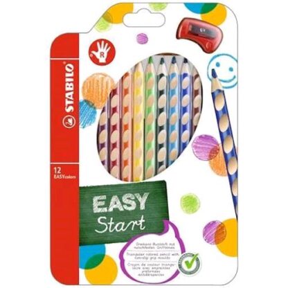 STABILO EASY START PASTELLI 4.2 mm PER DESTRORSI CON TEMPERINO COLORI ASSORTITI CONF. 12 Pz.