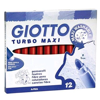 GIOTTO TURBO MAXI PENNARELLI LAVABILI ATOSSICI PUNTA MAXI COLORE ROSSO CONF. 12 Pz.