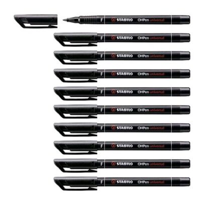STABILO OHPEN FINE PENNA RICARICABILE PUNTA IN FIBRA 0.7 mm COLORE NERO CONF. 10 Pz.