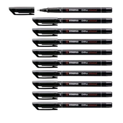 STABILO OHPEN SUPERFINE PENNA RICARICABILE PUNTA IN FIBRA 0.4 mm COLORE NERO CONF. 10 Pz.