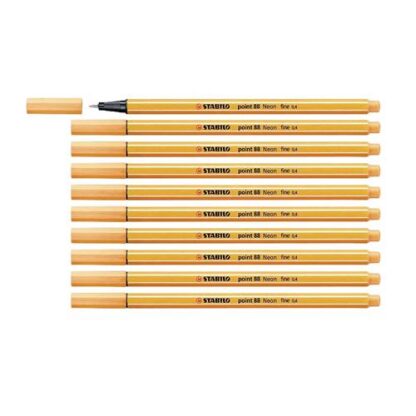 STABILO FINELINER POINT 88 NEON PENNA PUNTA IN FIBRA 0.4 mm COLORE ARANCIONE CONF. 10 Pz.
