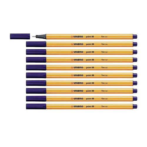 STABILO FINELINER POINT 88 PENNA PUNTA IN FIBRA 0.4 mm COLORE BLU NOTTE CONF. 10 Pz.