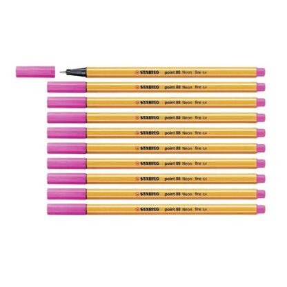 STABILO FINELINER POINT 88 NEON PENNA PUNTA IN FIBRA 0.4 mm COLORE ROSA CONF. 10 Pz.