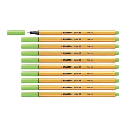 STABILO FINELINER POINT 88 PENNA PUNTA IN FIBRA 0.4 mm COLORE VERDE FOGLIA CONF. 10 Pz.