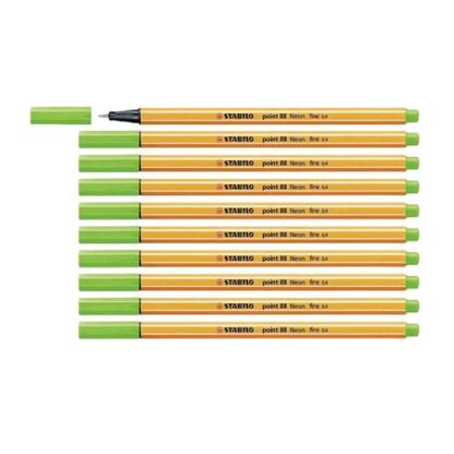 STABILO FINELINER POINT 88 NEON PENNA PUNTA IN FIBRA 0.4 mm COLORE VERDE CONF. 10 Pz.