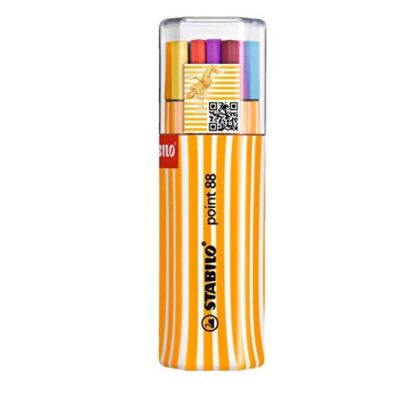 STABILO FINELINER POINT 88 ASTUCCIO OVALE PENNA PUNTA IN FIBRA 0.4 mm COLORI ASSORTITI CONF. 20 Pz.
