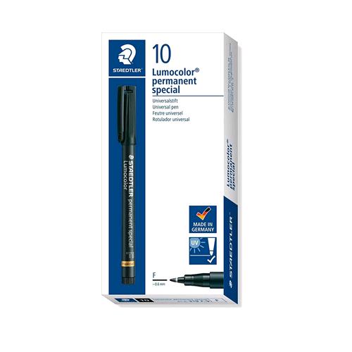 STAEDTLER LUMOCOLOR PERMANENT SPECIAL F PENNA PUNTA IN FIBRA 0.6 mm COLORE NERO CONF. 10 Pz.