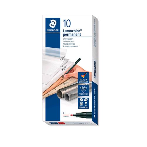 STAEDTLER LUMOCOLOR PERMANENT PENNA PUNTA IN FIBRA 0.6 mm COLORE ROSSO CONF. 10 Pz.
