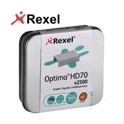 REXEL OPTIMA HD70 PUNTI METALLICI CON CONFEZIONE PORTAPUNTI IN ALLUMINIO 70 FOGLI ARGENTO 2.500 PEZZI