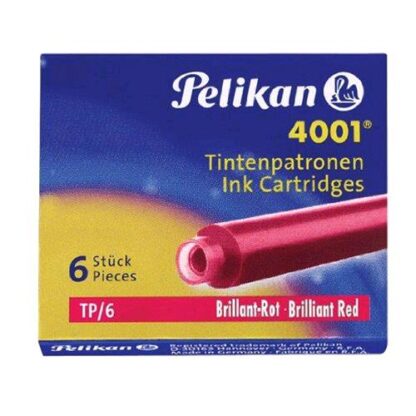 PELIKAN TP/6 CARTUCCE PER STILOGRAFICA INCHIOSTRO ROSSO CONF 10 X 6 CARTUCCE