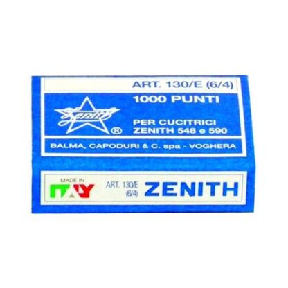 ZENITH PUNTI METALLICI 130/E 6/4 MM ACCIAIO CONFEZIONE 10.000 PUNTI