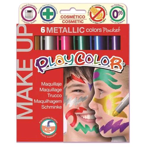 MAPED PLAYCOLOR METALLIC MAKE UP TEMPERA SOLIDA IN STICK DA 6 GR COLORI ASSORTITI CONF 6 Pz.