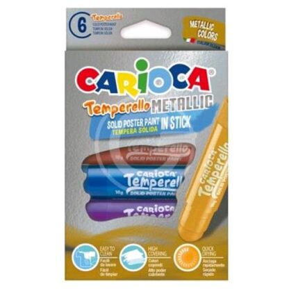 CARIOCA TEMPERA IN STICK DA 10 GR COLORI METALLICI ASSORTITI CONF 6 Pz.