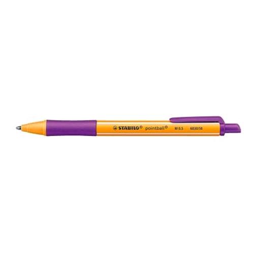 STABILO POINTBALL PENNA A SFERA A SCATTO PUNTA CONICA 0.5mm COLORE LILLA CONF 10 Pz.