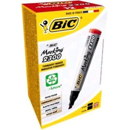 BIC MARKING 2300 MARCATORE PERMANENTE ROSSO PUNTA A SCALPELLO 3.70 mm CONF 12 Pz