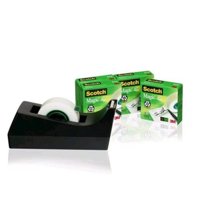 3M SCOTCH DISPENSER NERO CON BASE APPESANTITA + 4 ROTOLI OMAGGIO 19mmx33m