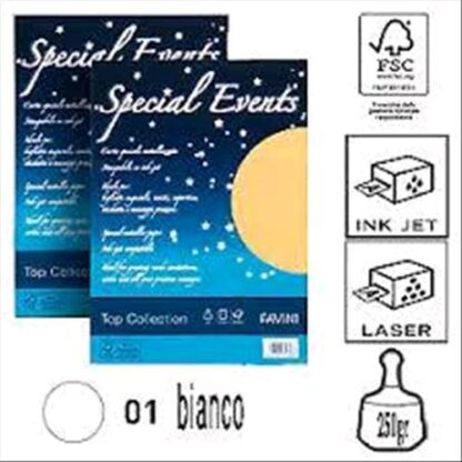 CARTOTECNICA FAVINI SPECIAL EVENTS 10 FOGLI 250 GR A4 COLORE BIANCO