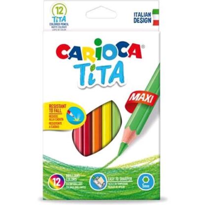 CARIOCA TITA MAXI MATITE COLORATE COLORI ASSORTITI CONF 12 Pz.